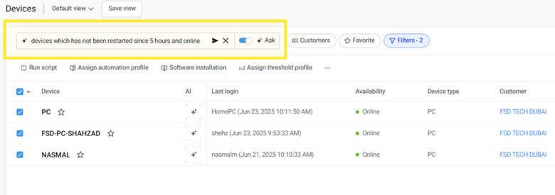 Device Monitoring Filter in Atera 