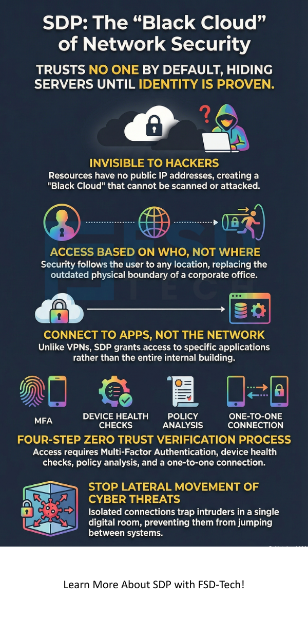 Software-Defined Perimeter, or SDP infographic